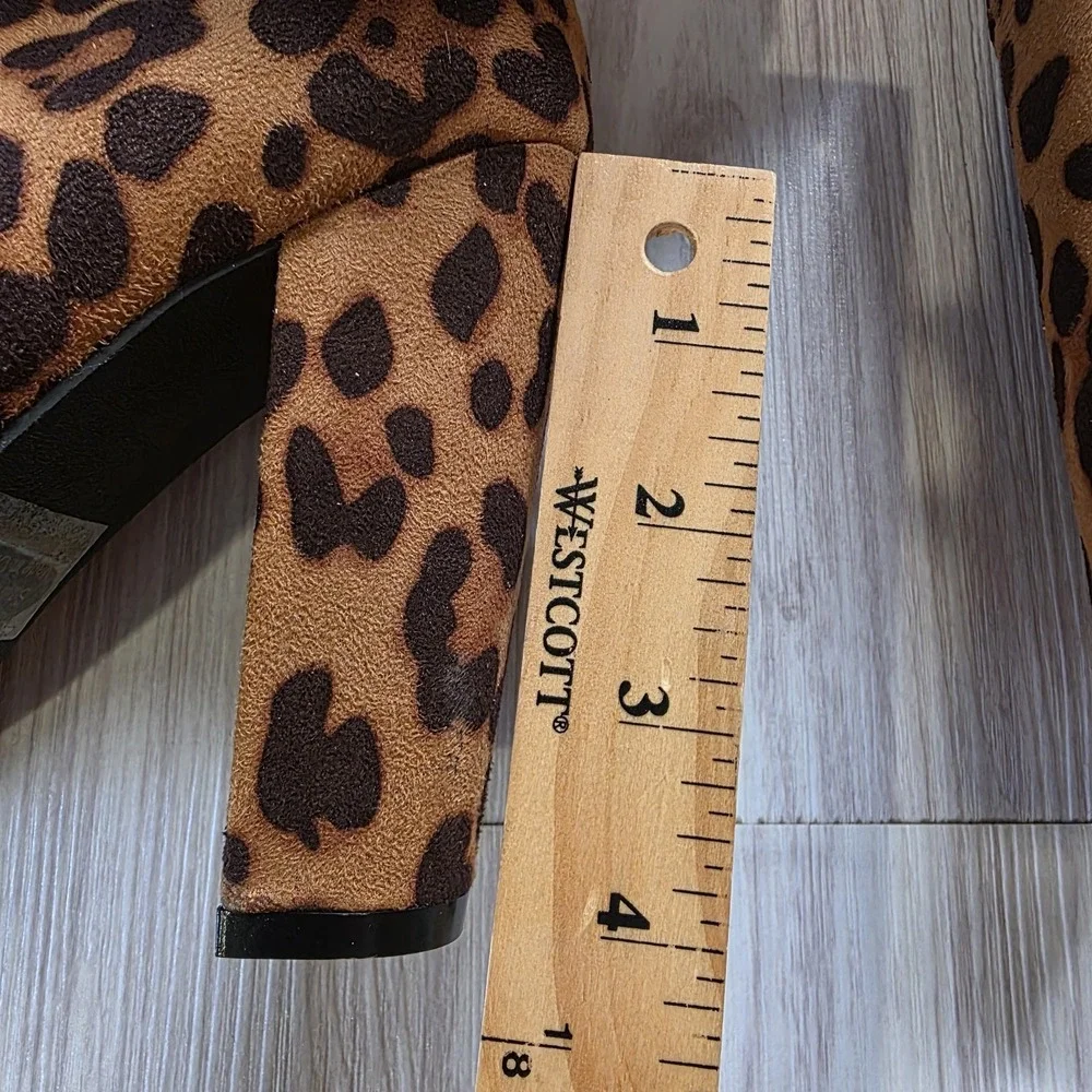 Journee Collection Leopard Print Over The Knee Boots Sz 8 XWC‎ Extra Wide Calf